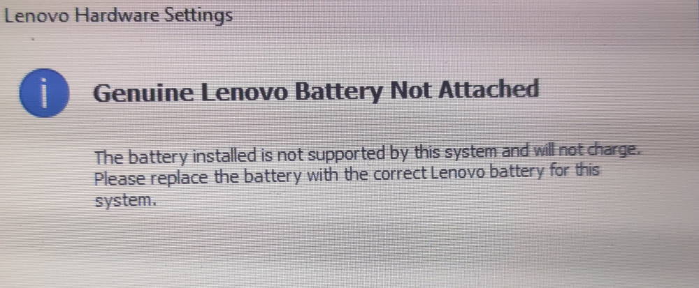 Genuine Lenovo Battery Not Attached
